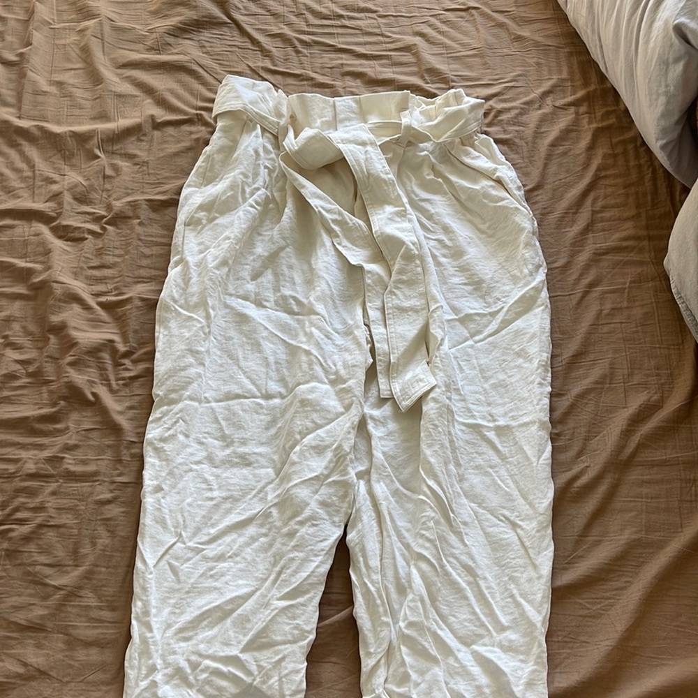 White linen pants